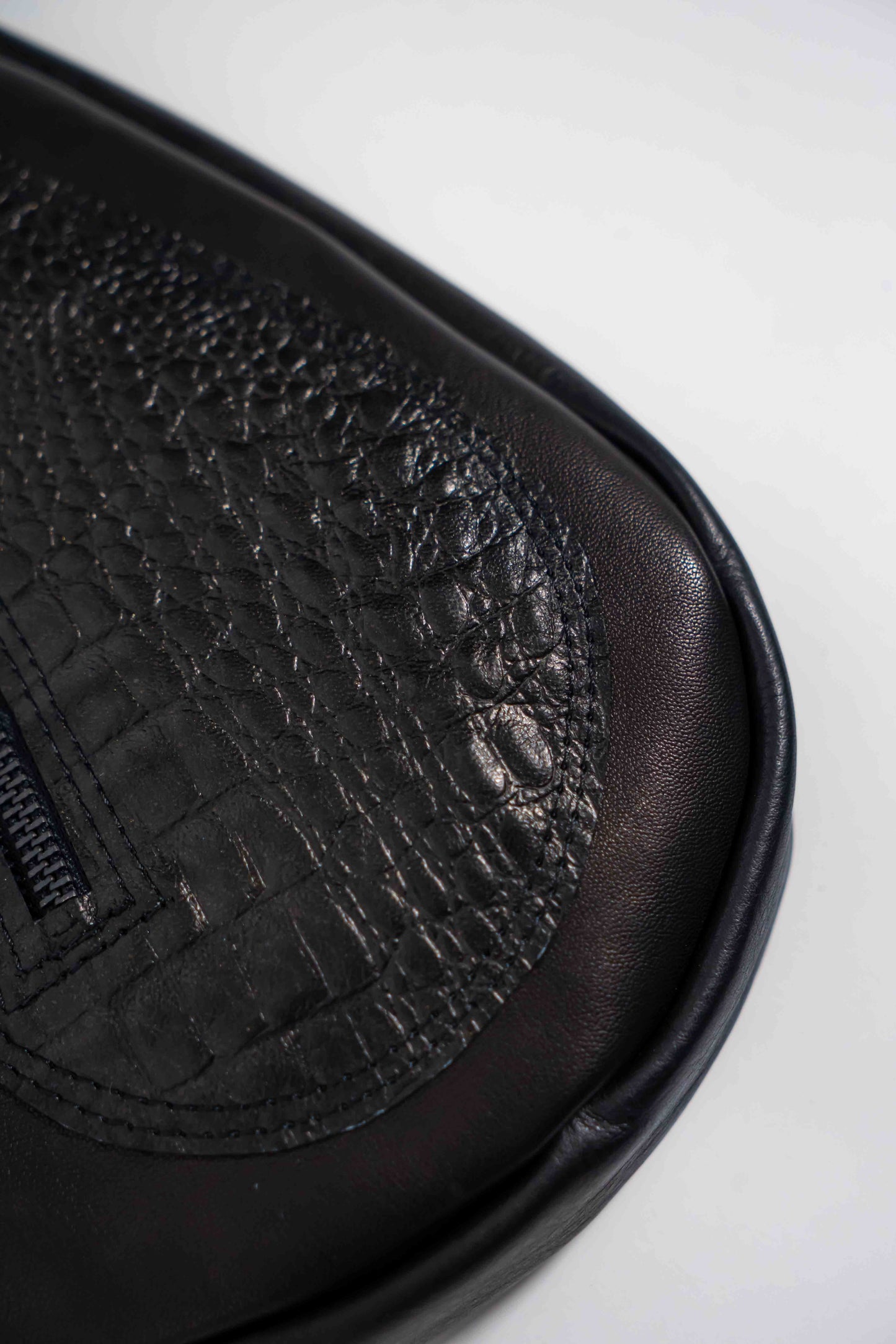 Black handmade leather sling style bag - left or right side options
