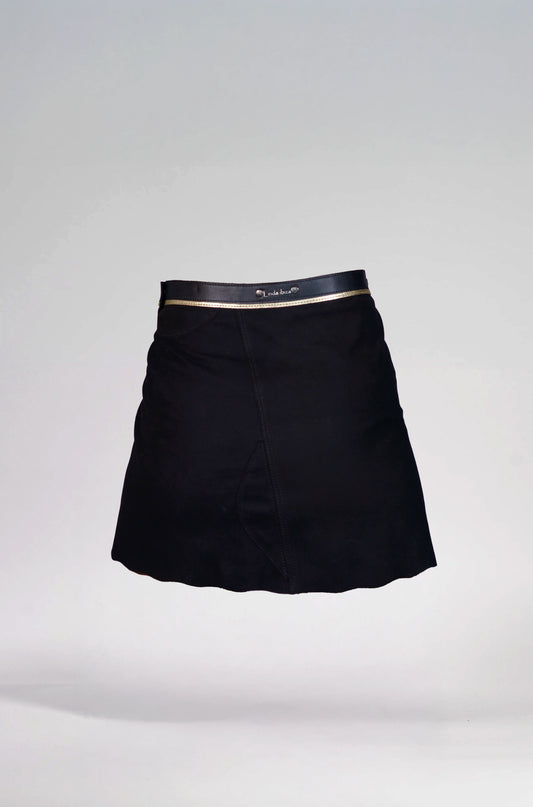 Black Suede Leather Skirt