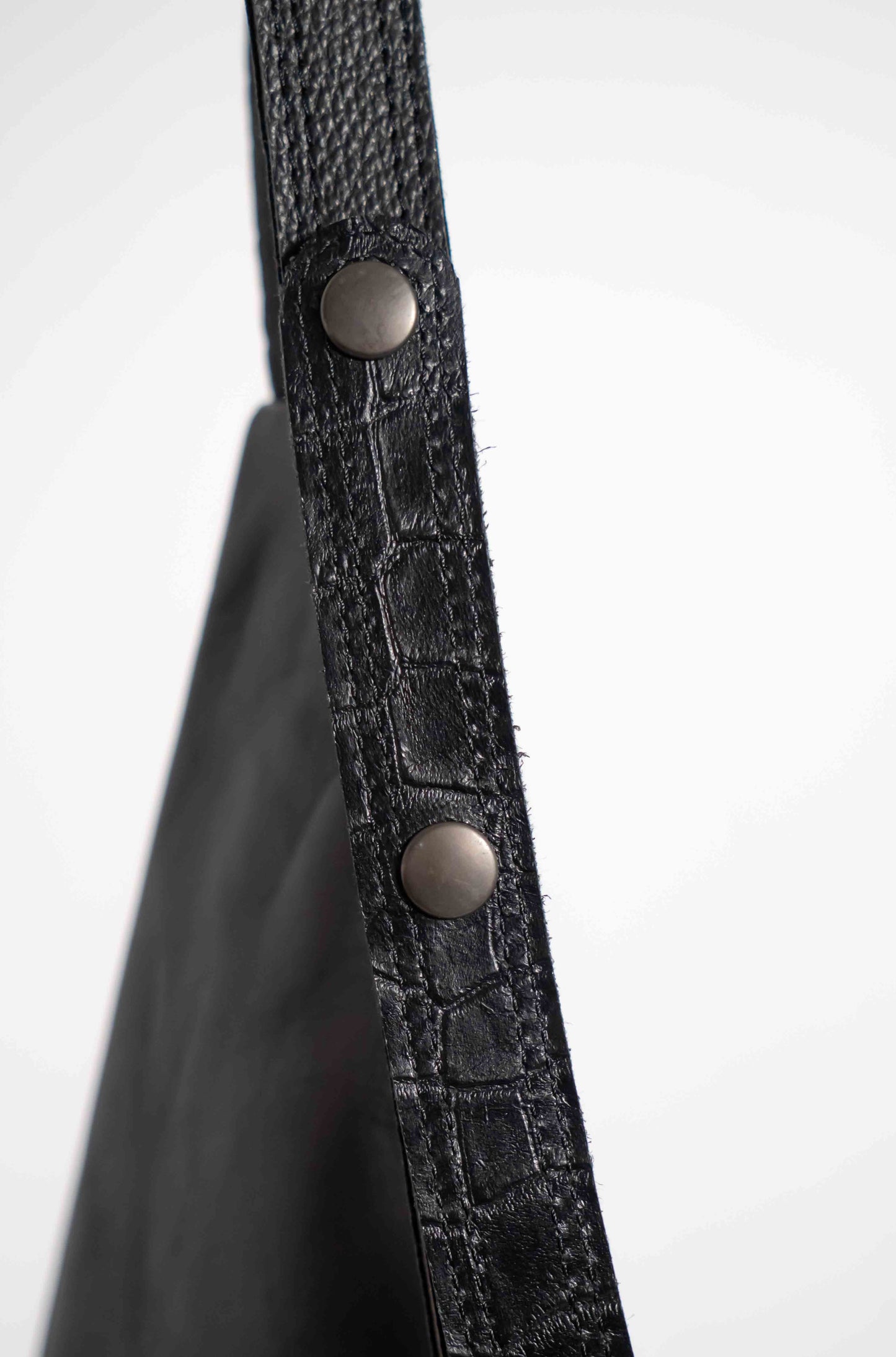 Black handmade leather sling style bag - left or right side options