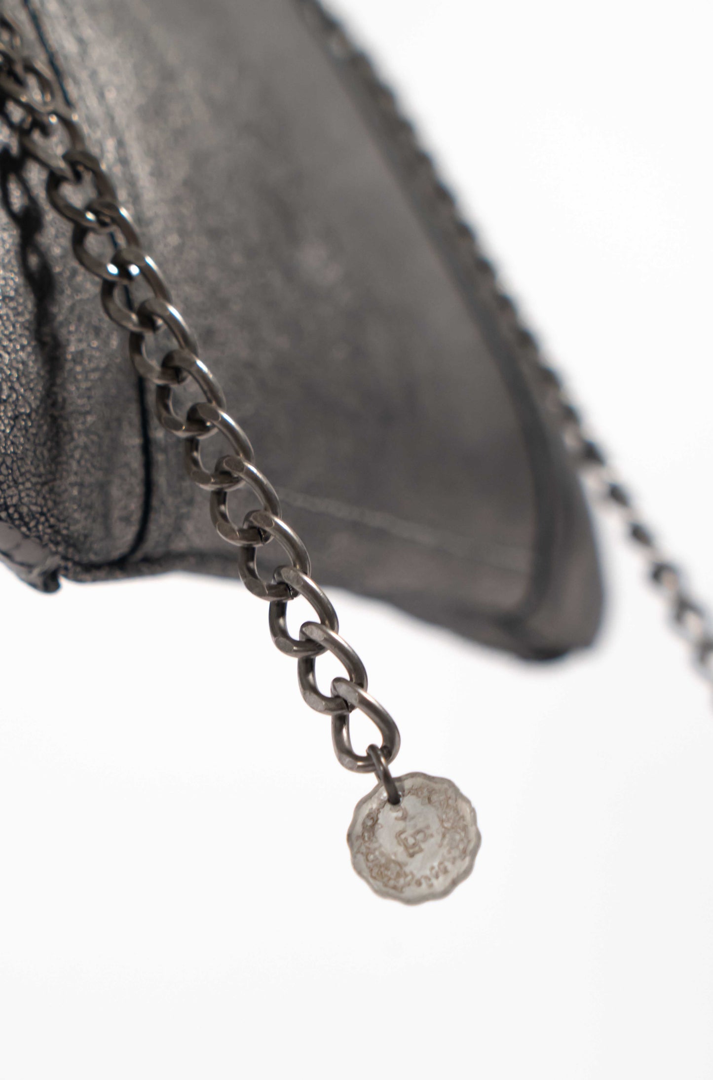 Silver and grey metallic handmade leather crossbody bag