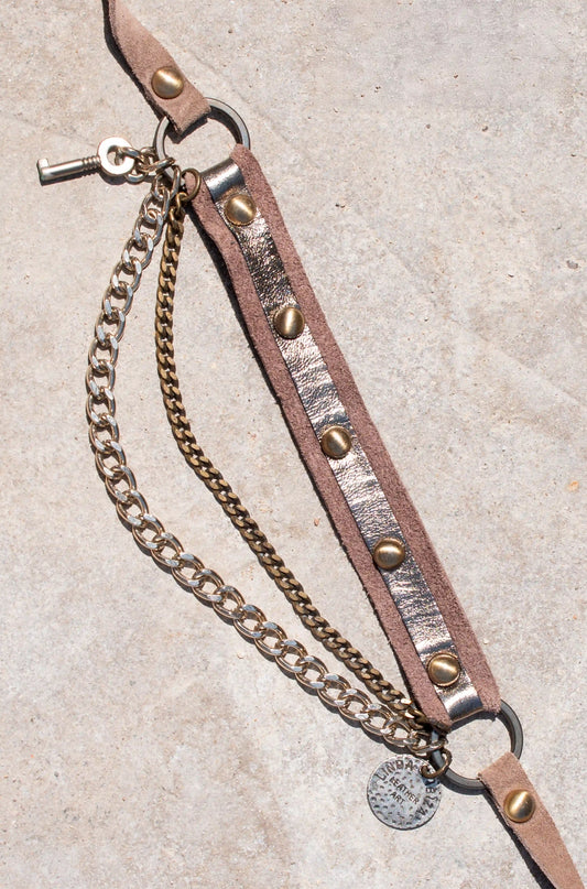 Handmade Leather Taupe Grey Belt