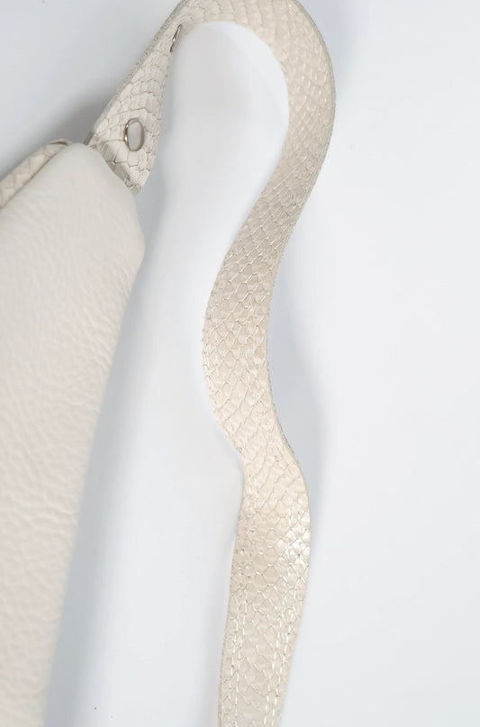 White leather sling bag with fringes - left or right side options