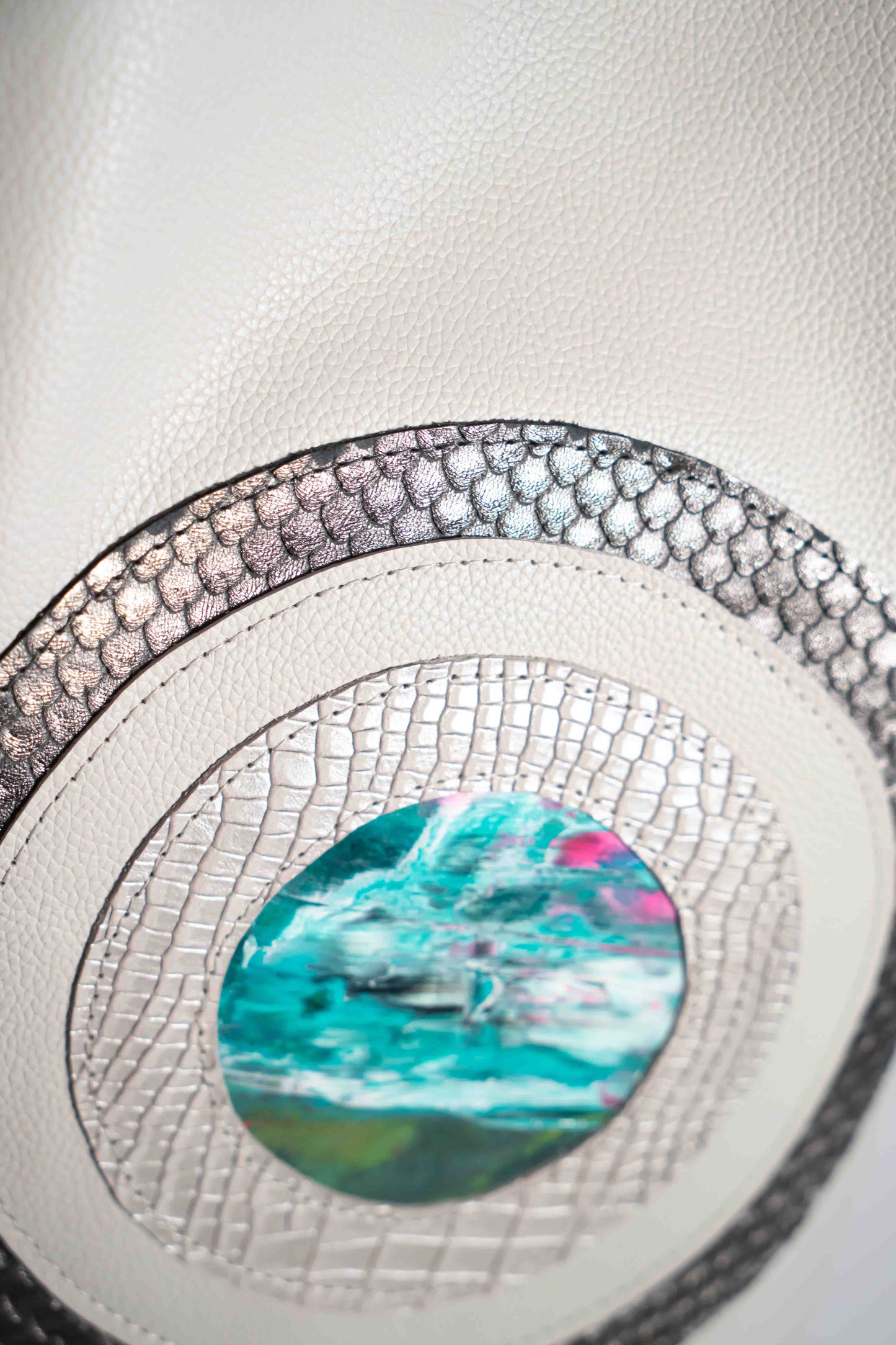 Handmade leather white shopper bag with leather straps