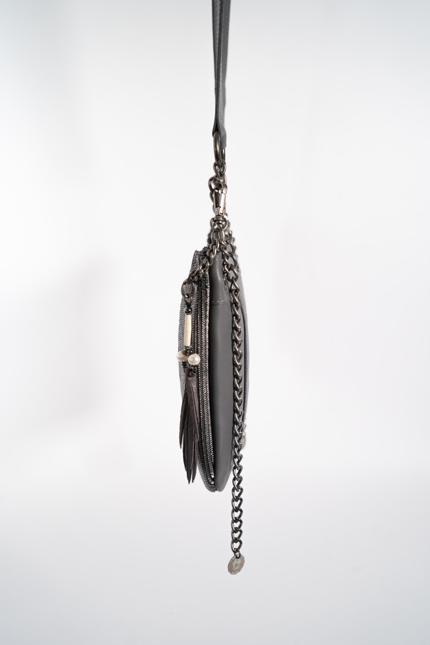 Grey Shiny Crossbody Bag