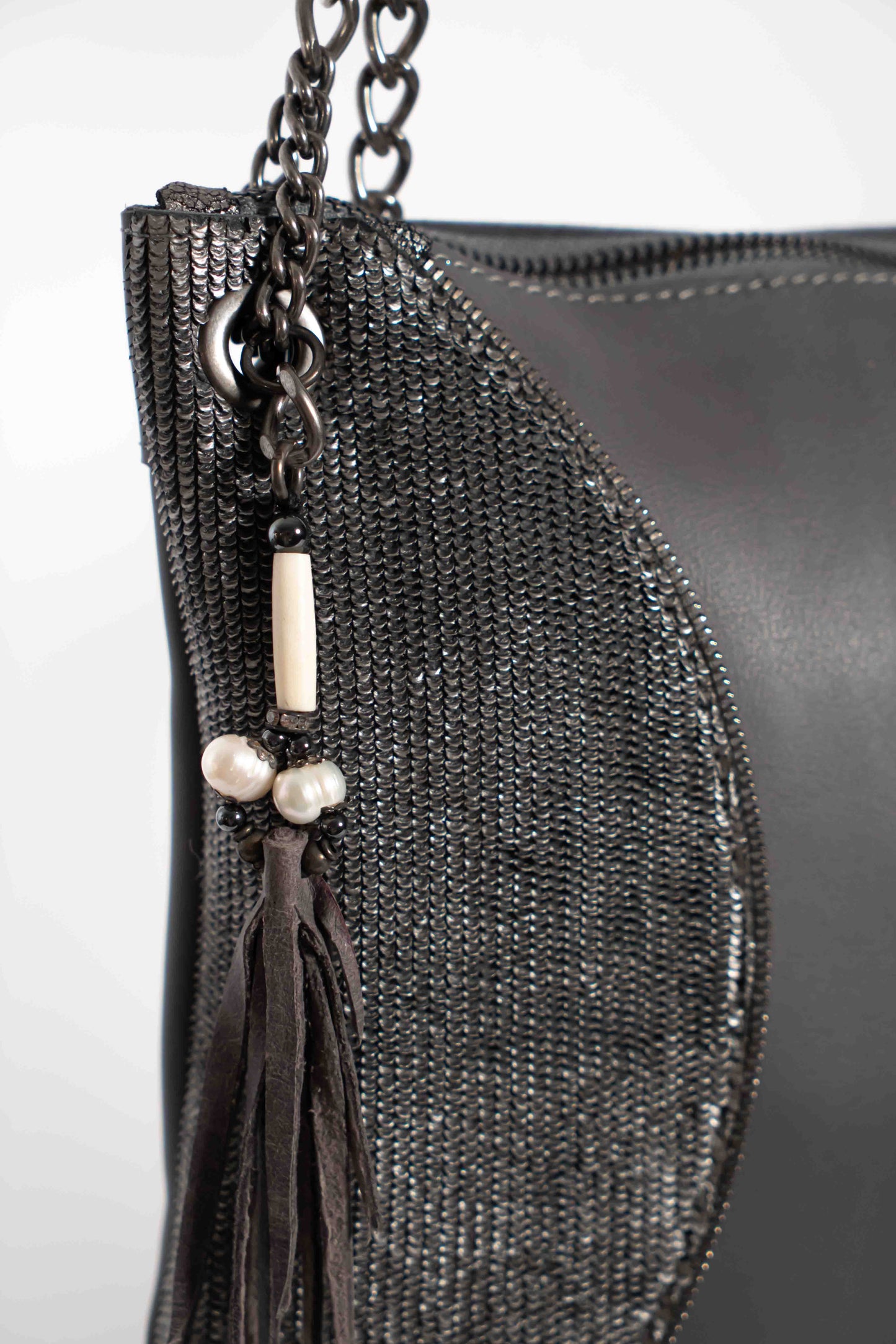 Grey Shiny Crossbody Bag