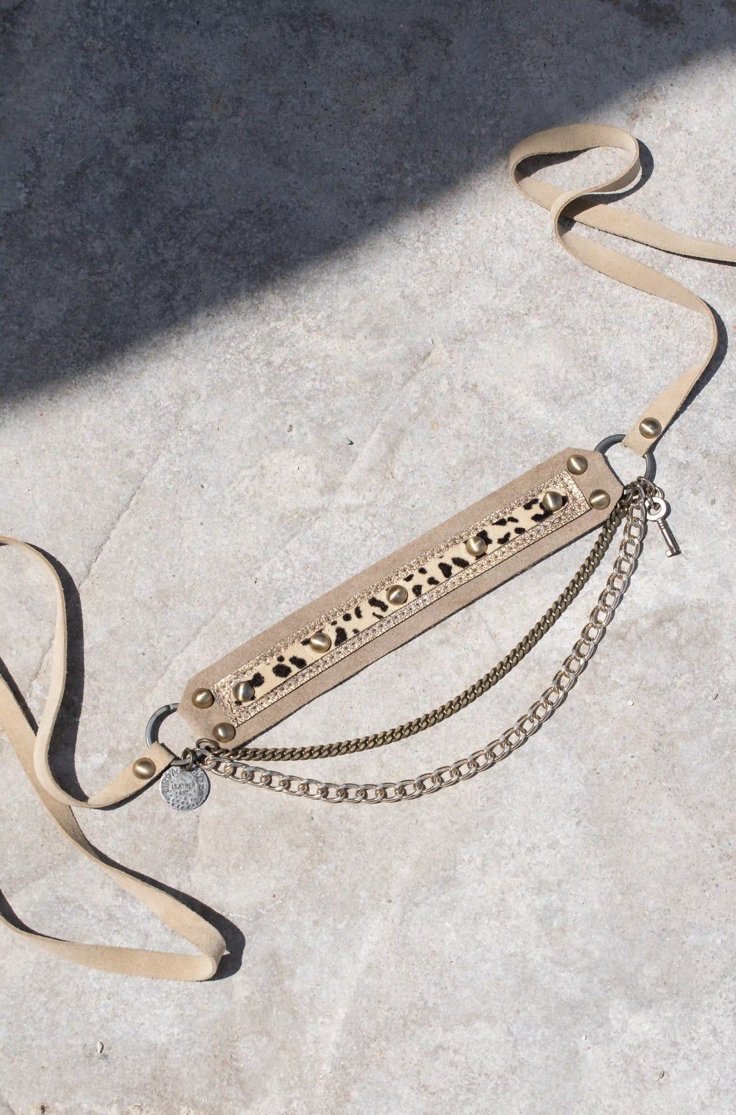 Handmade Leather Beige Belt