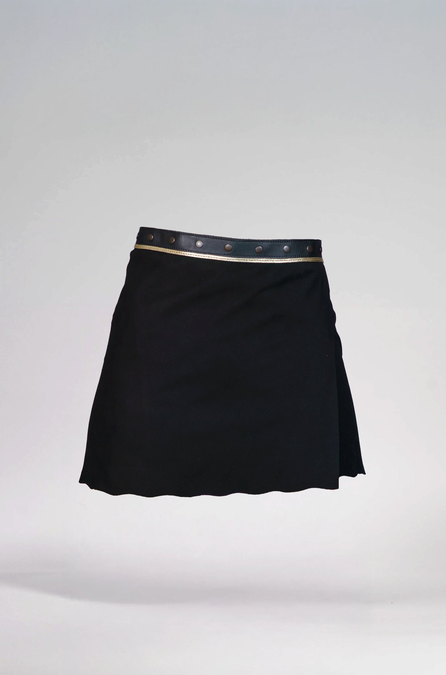 Black Suede Leather Skirt