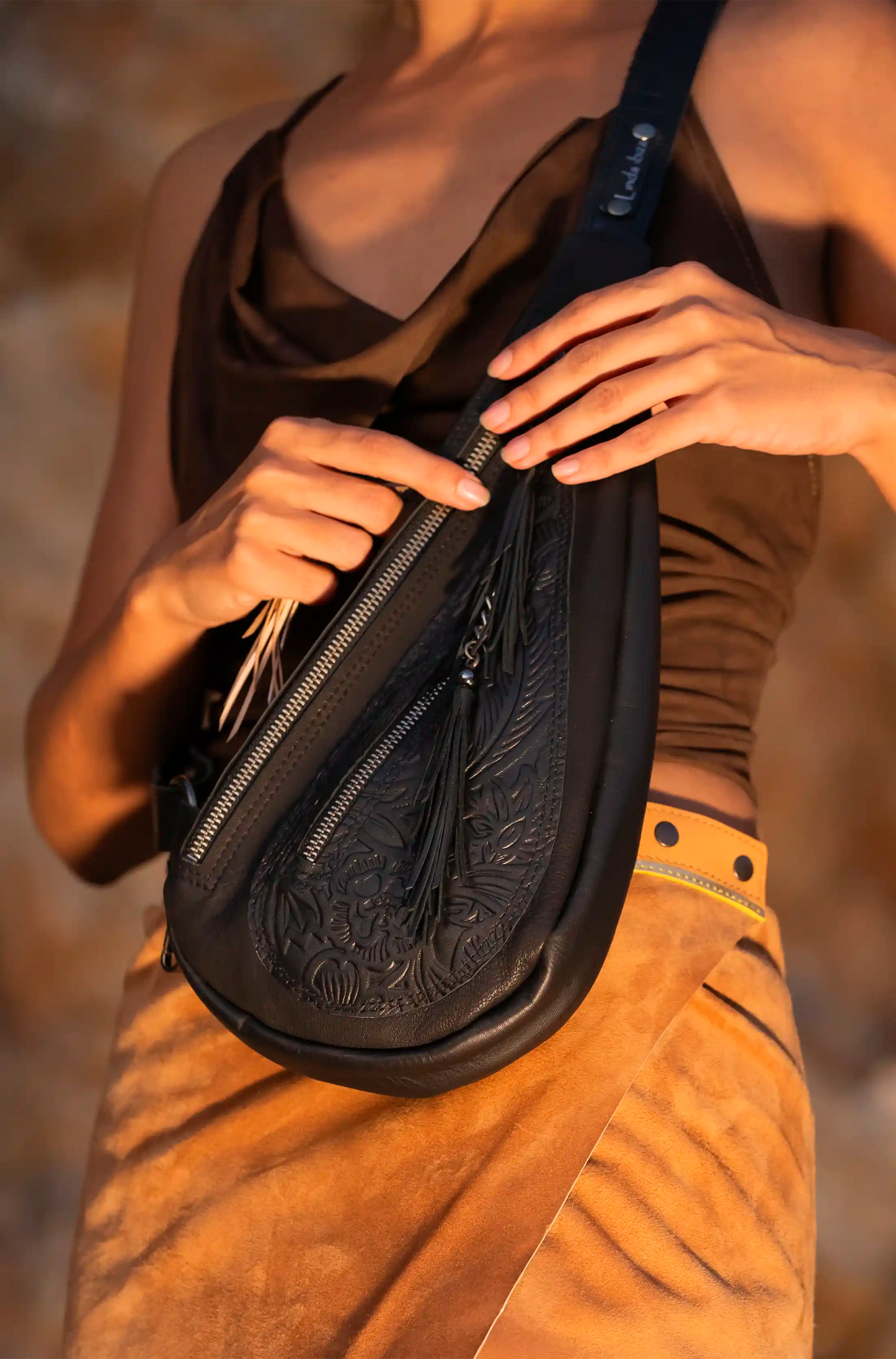 Black Floral Sling bag