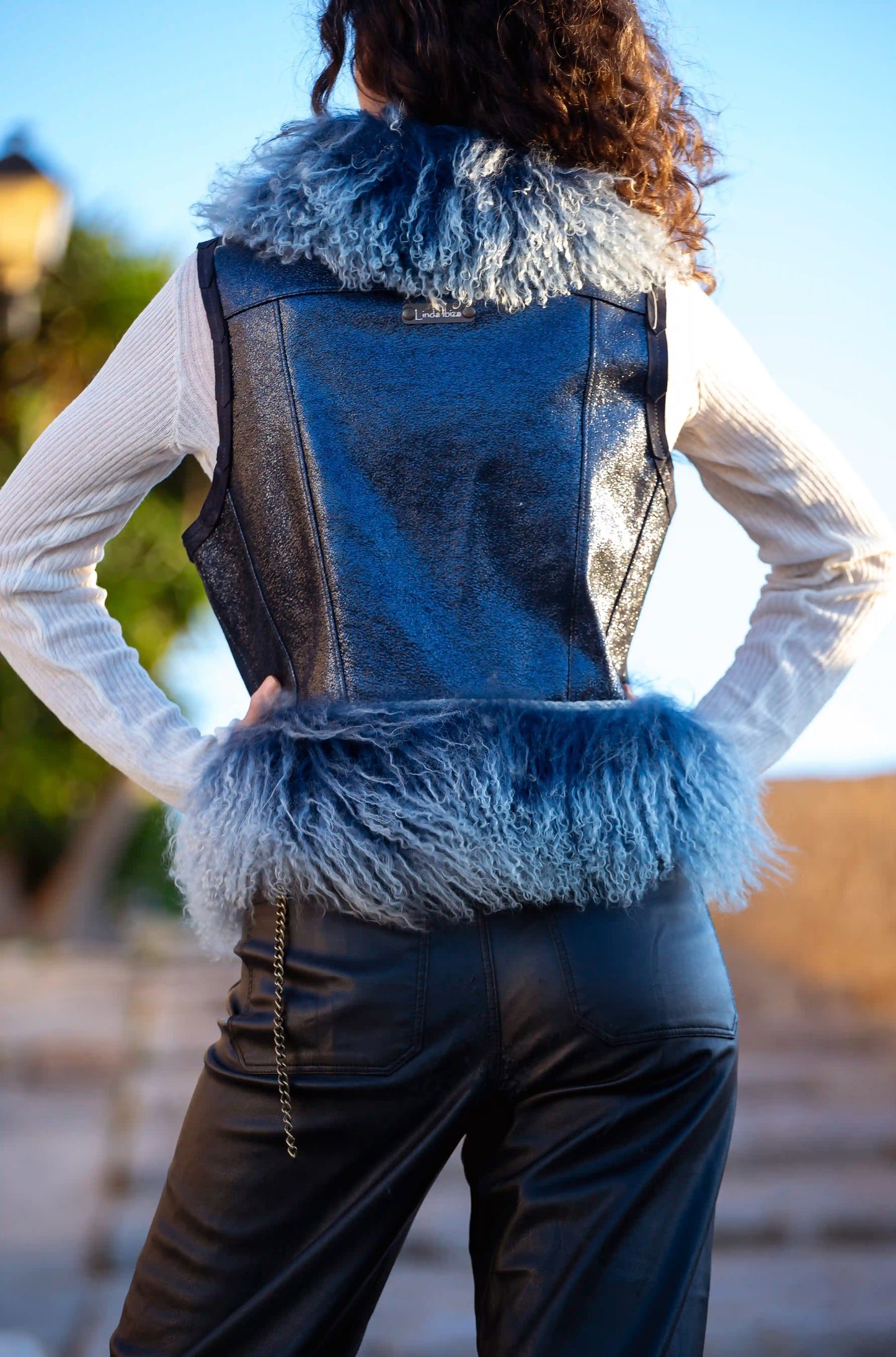 Blue Leather Vest