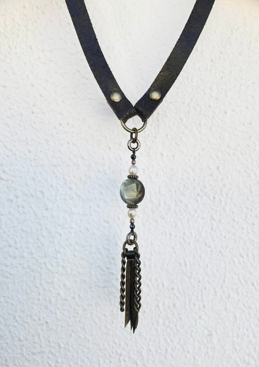 Handmade Dark Brown Leather necklace