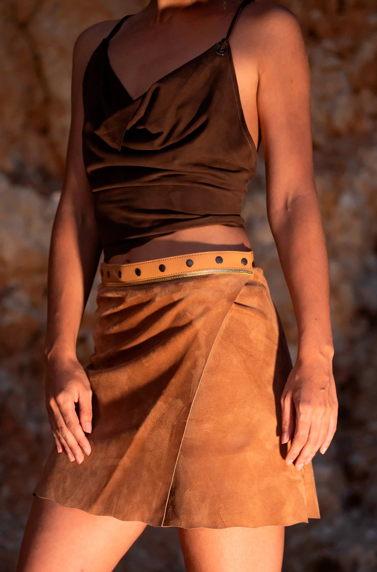 Smooth Camel Suede Skirt