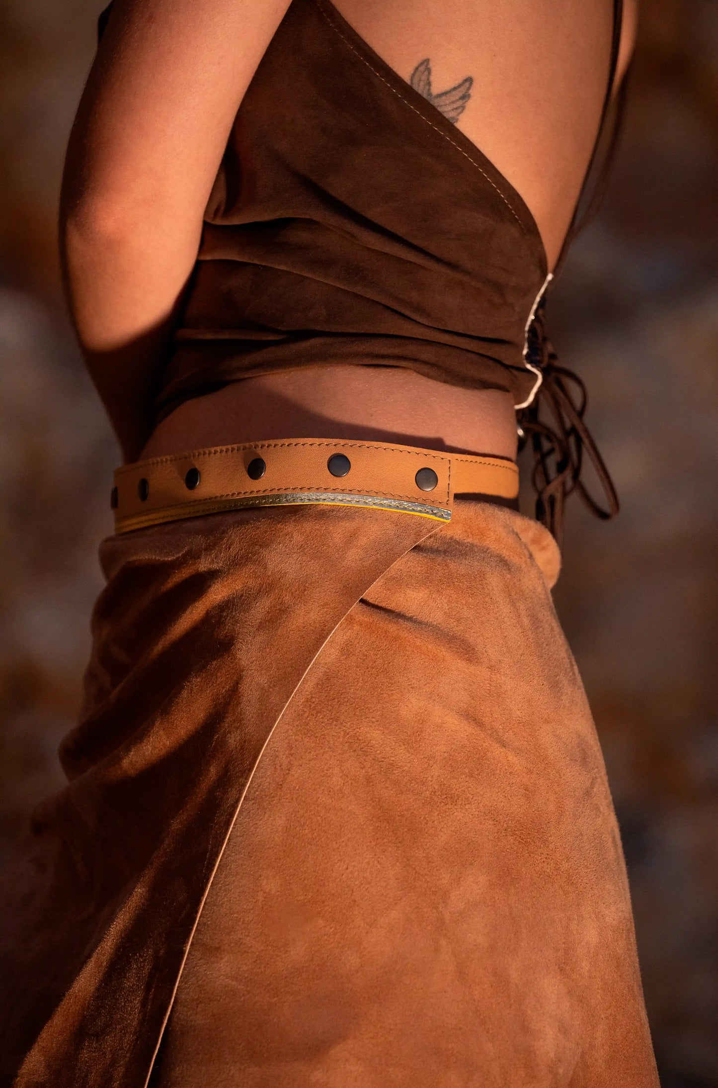 Smooth Camel Suede Skirt