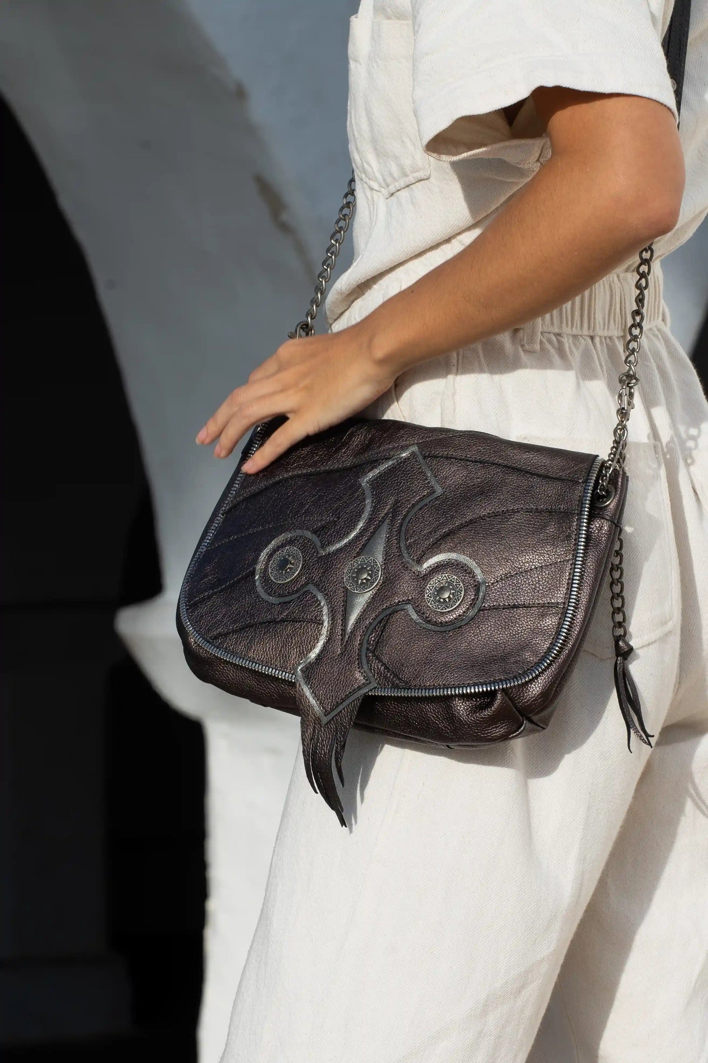 Handmade Brown Leather Squid Handbag