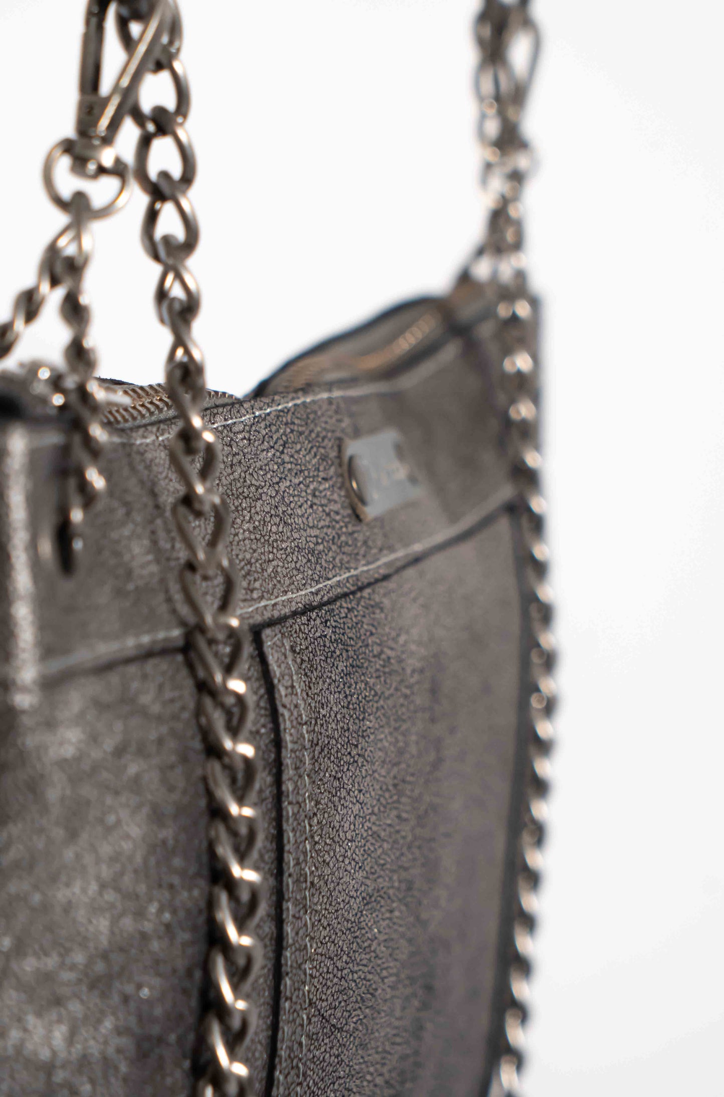Silver and grey metallic handmade leather crossbody bag