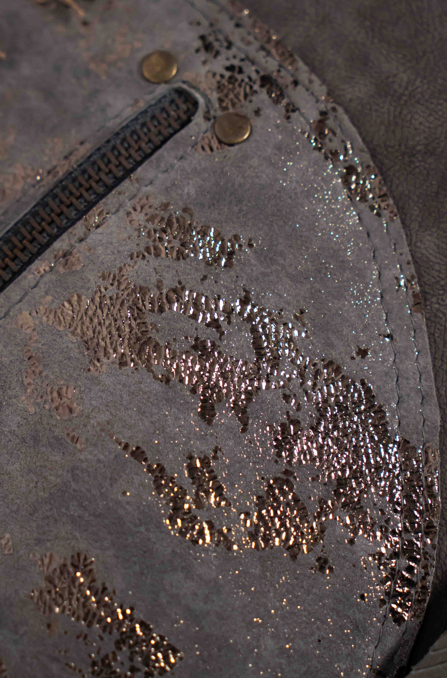 Handmade textured  purple leather shopping bag with chain and leather straps.