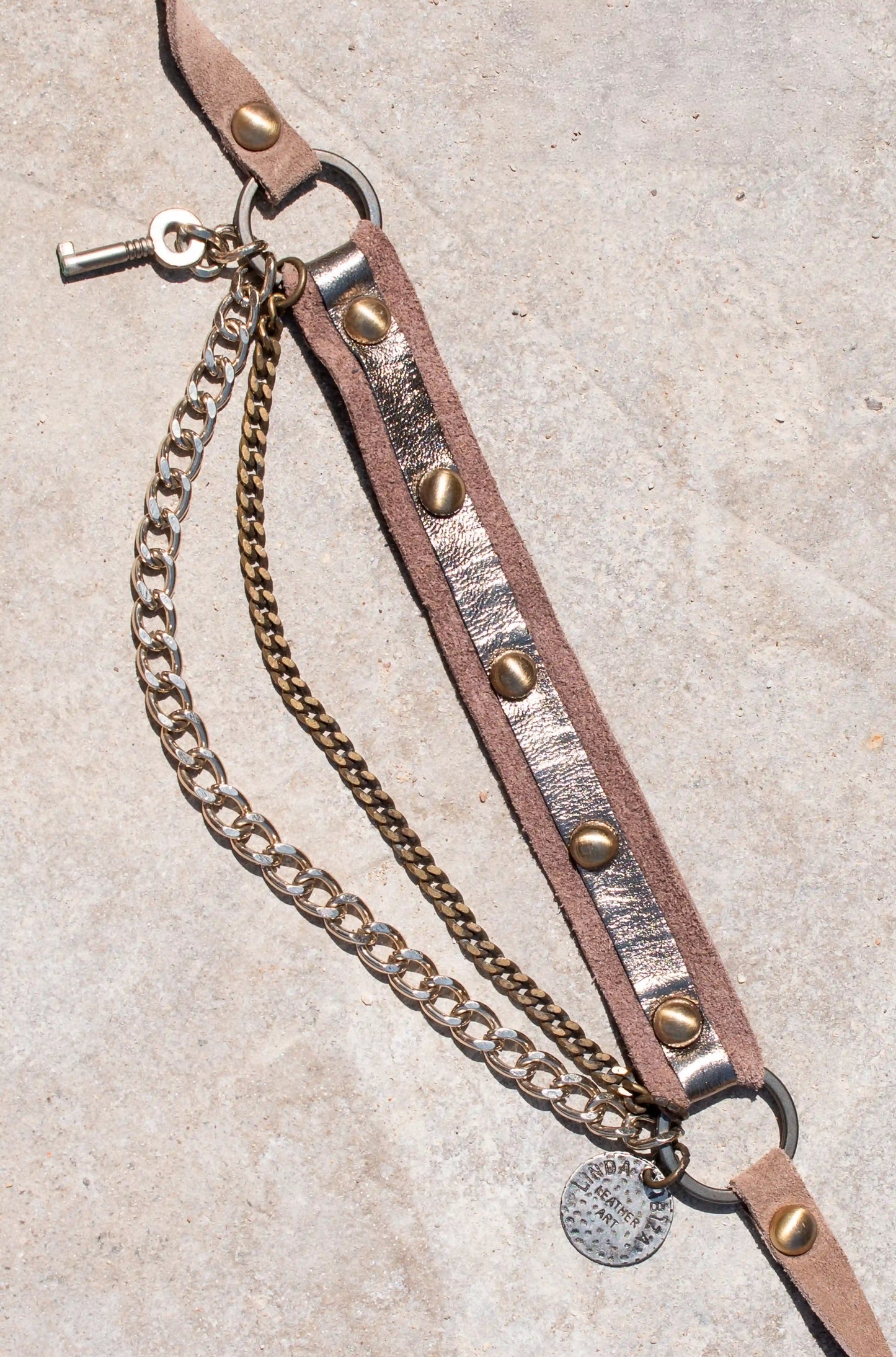 Handmade Leather Taupe Grey Belt