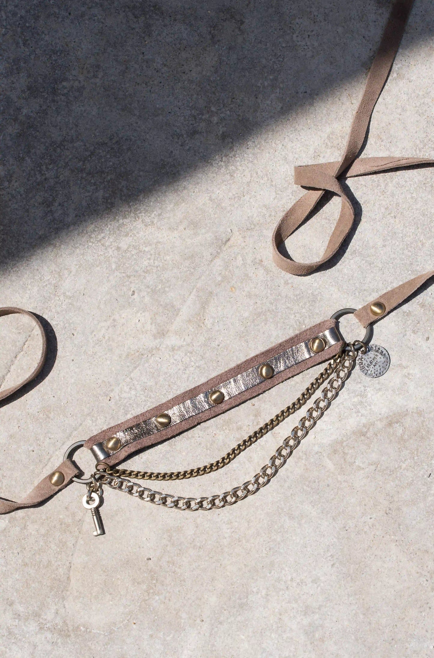 Handmade Leather Taupe Grey Belt