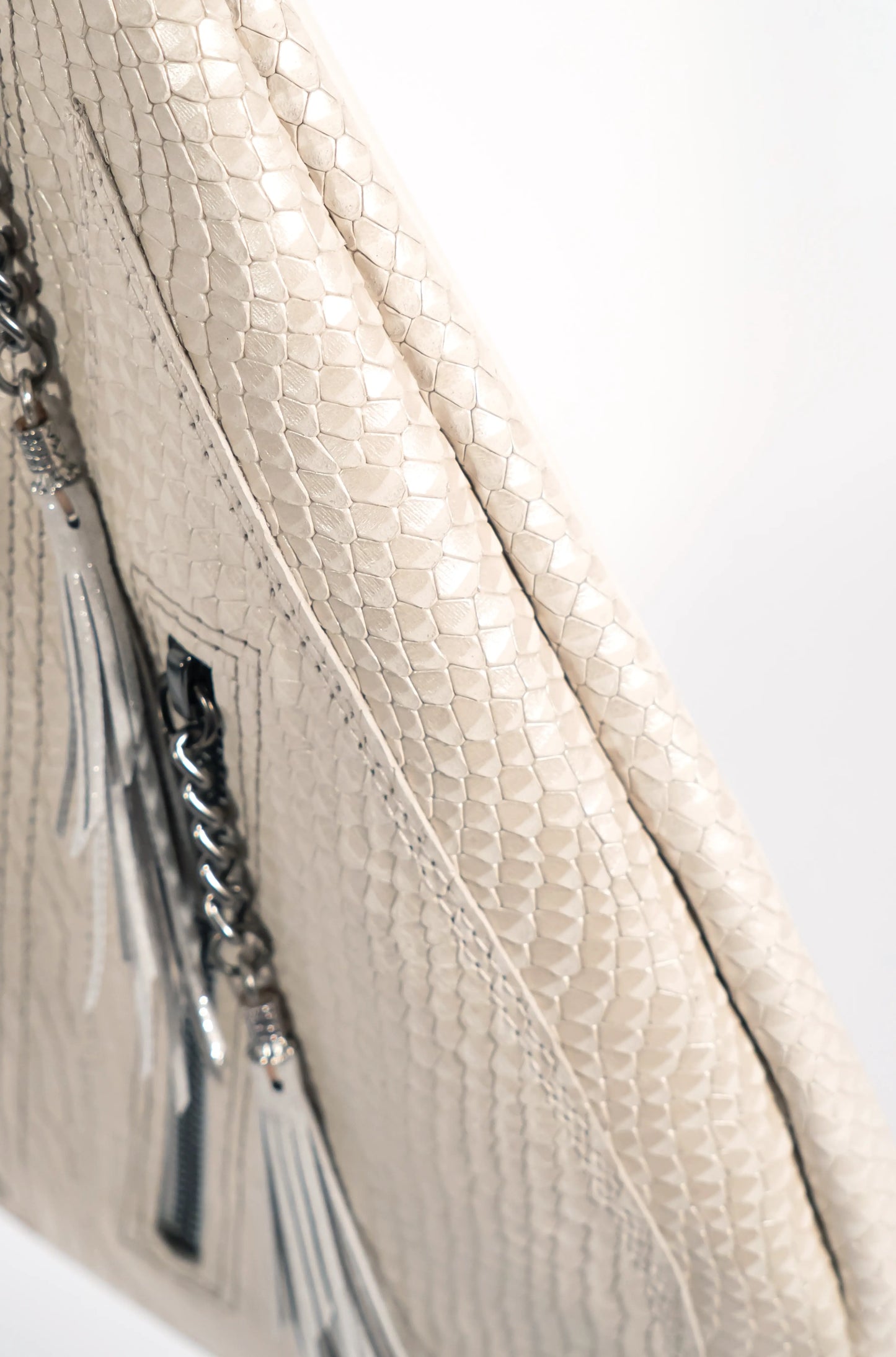 White leather sling bag with fringes - left or right side options